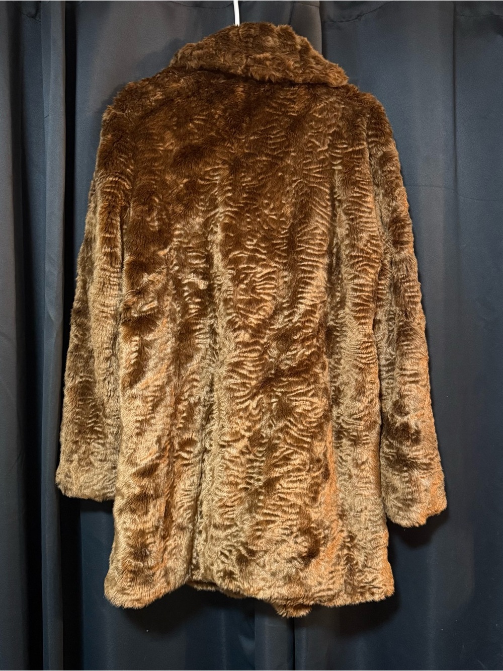 Women's Luxurious Forever 21 Textured Brown Teddy Bear Faux Fur Coat Sz L - Picture 2 of 5